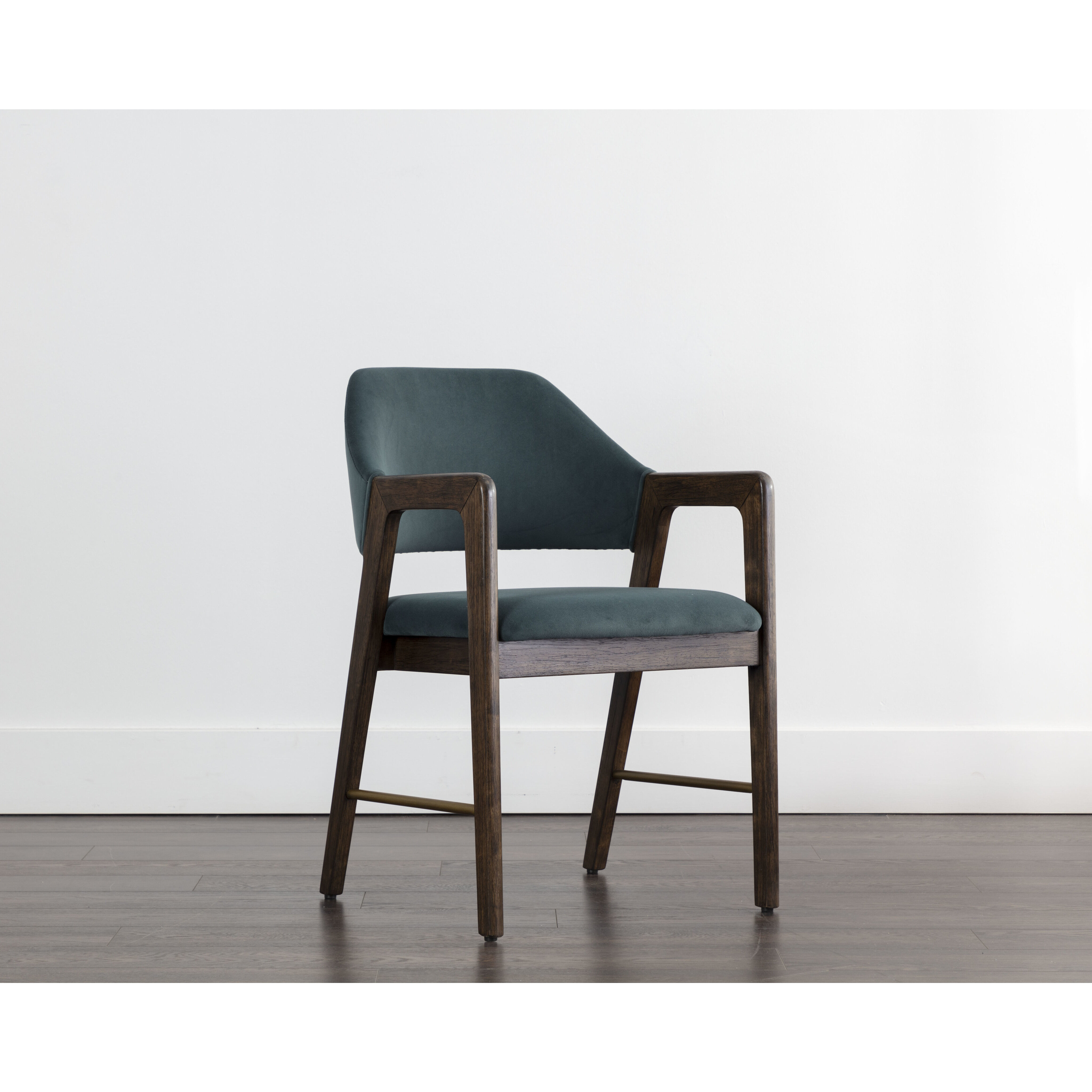 Milton Smoke Acacia / Meg Dusty Teal Dining Armchair